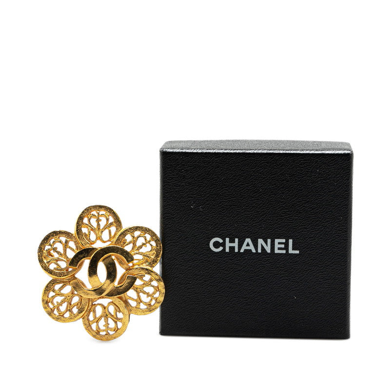 Chanel Vintage Flower Motif Brooch Gold