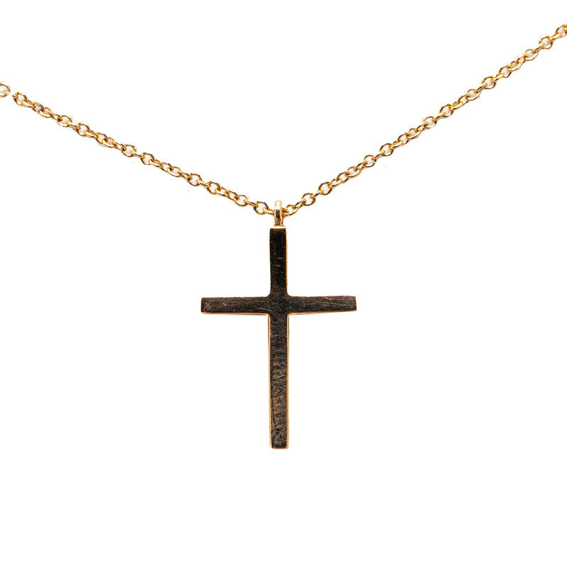 Tiffany & Co K18PG Cross Rhinestone Necklace in Great Condition