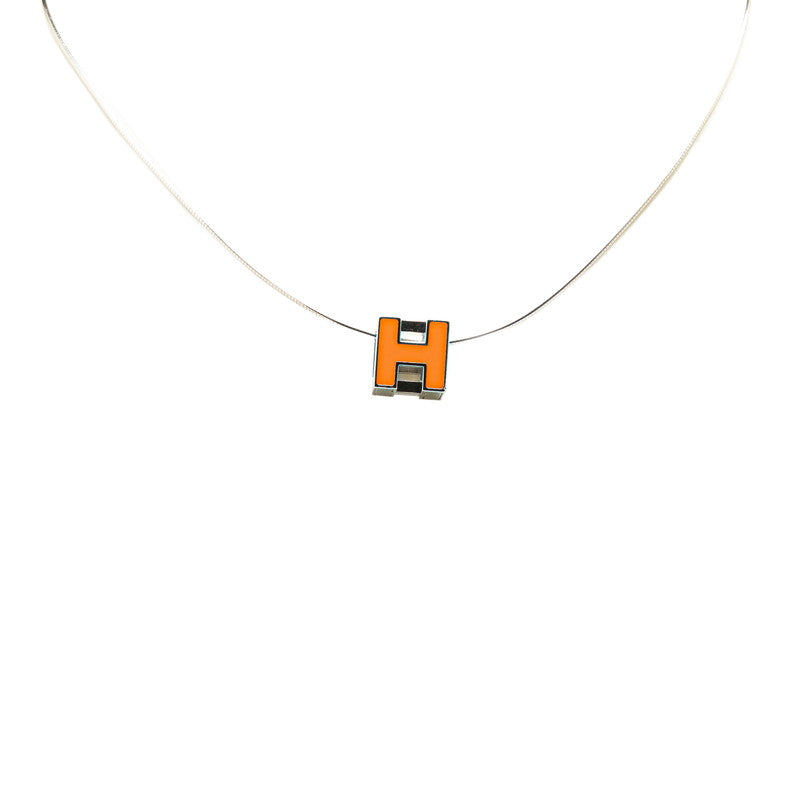 Hermes H Cube Casage d'H Necklace Silver Orange