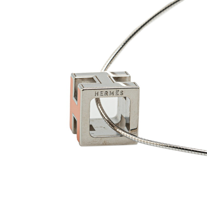 Hermes H Cube Casage d'H Necklace Silver Orange