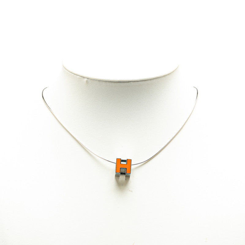 Hermes H Cube Casage d'H Necklace Silver Orange