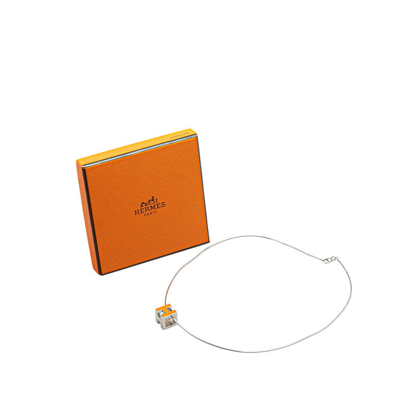 Hermes H Cube Casage d'H Necklace Silver Orange