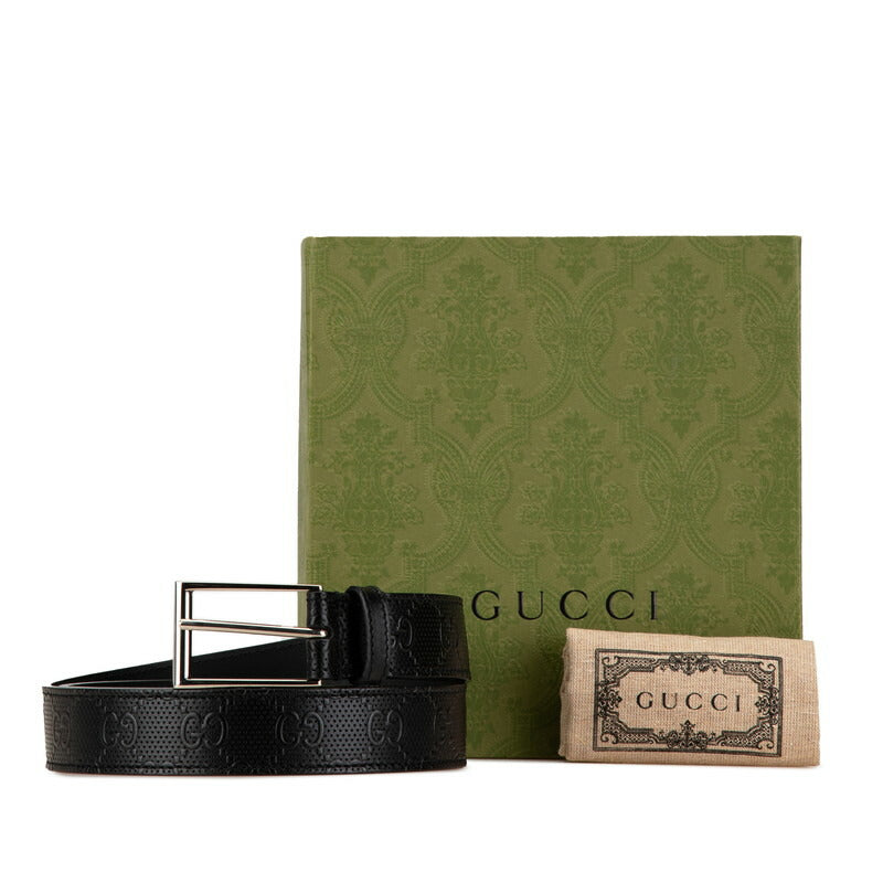 Gucci Leather Signature Square Buckle Belt