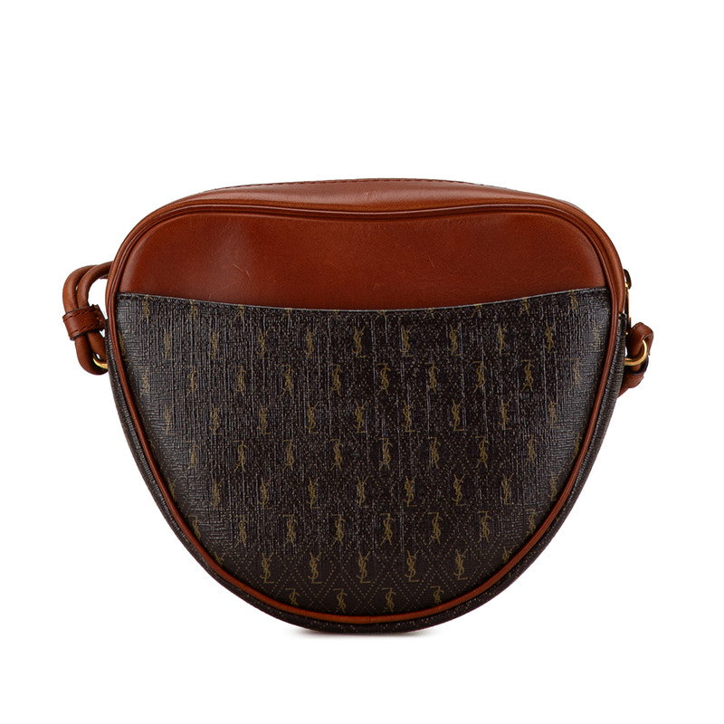 Saint Laurent Monogram Shoulder Bag Brown PVC Leather