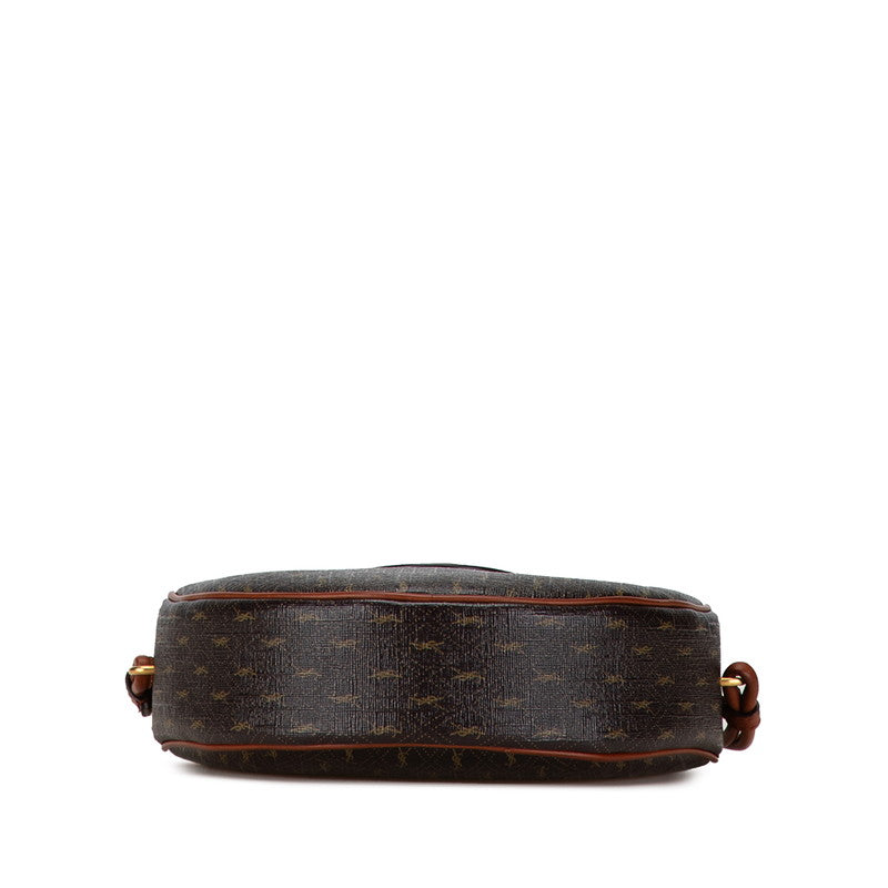 Saint Laurent Monogram Shoulder Bag Brown PVC Leather