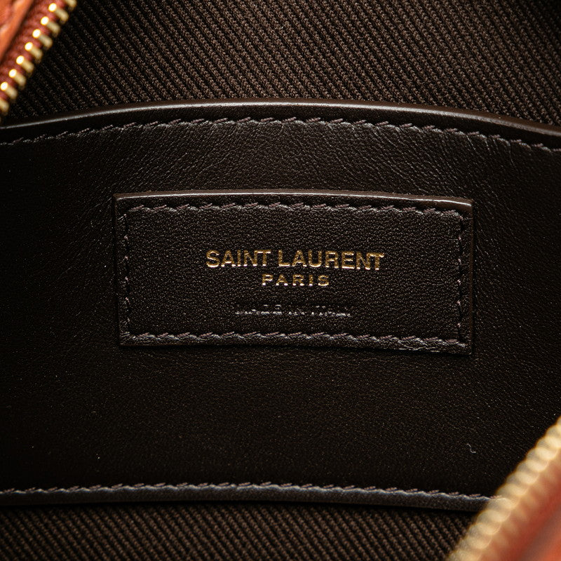 Saint Laurent Monogram Shoulder Bag Brown PVC Leather