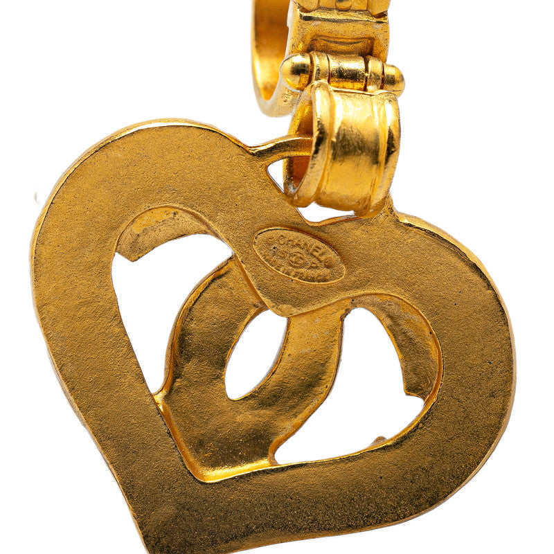 Chanel Vintage Heart Motif Earrings Gold