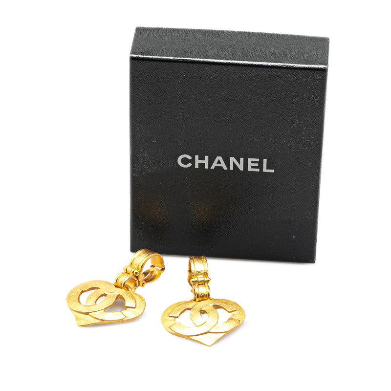 Chanel Vintage Heart Motif Earrings Gold