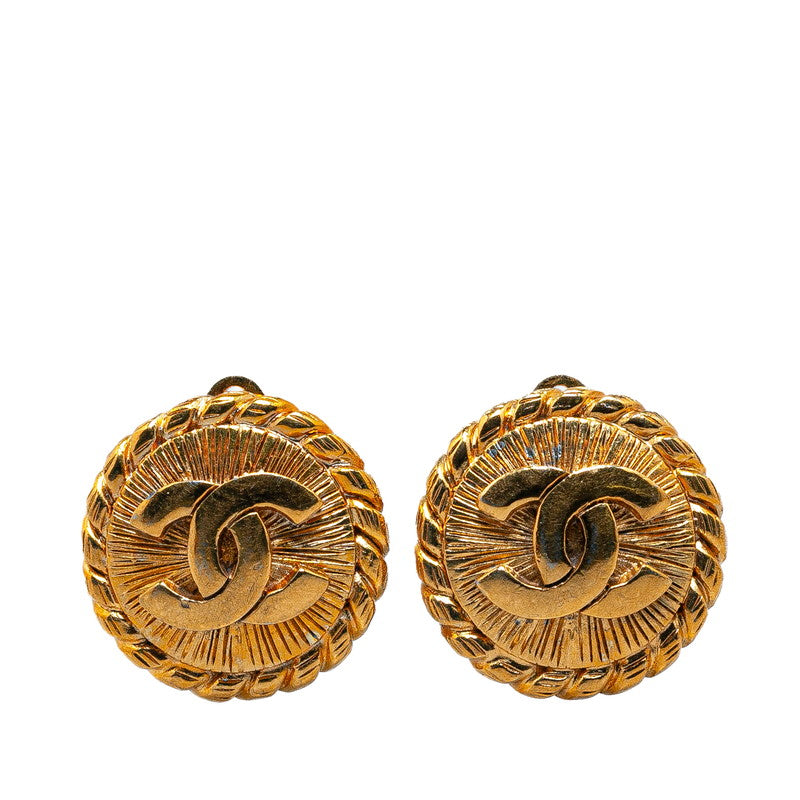 Chanel Gold Plated Windmill Motif Earrings