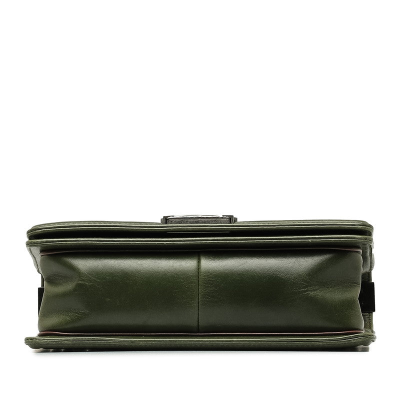 Chanel Boy Shoulder Bag Green Leather