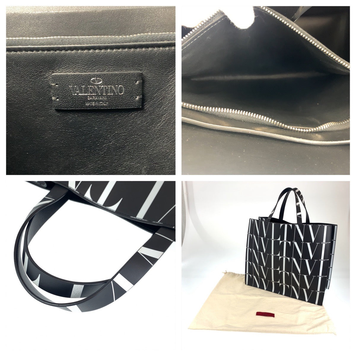 Valentino VLTN Black White Calf Tote Bag in Great Condition