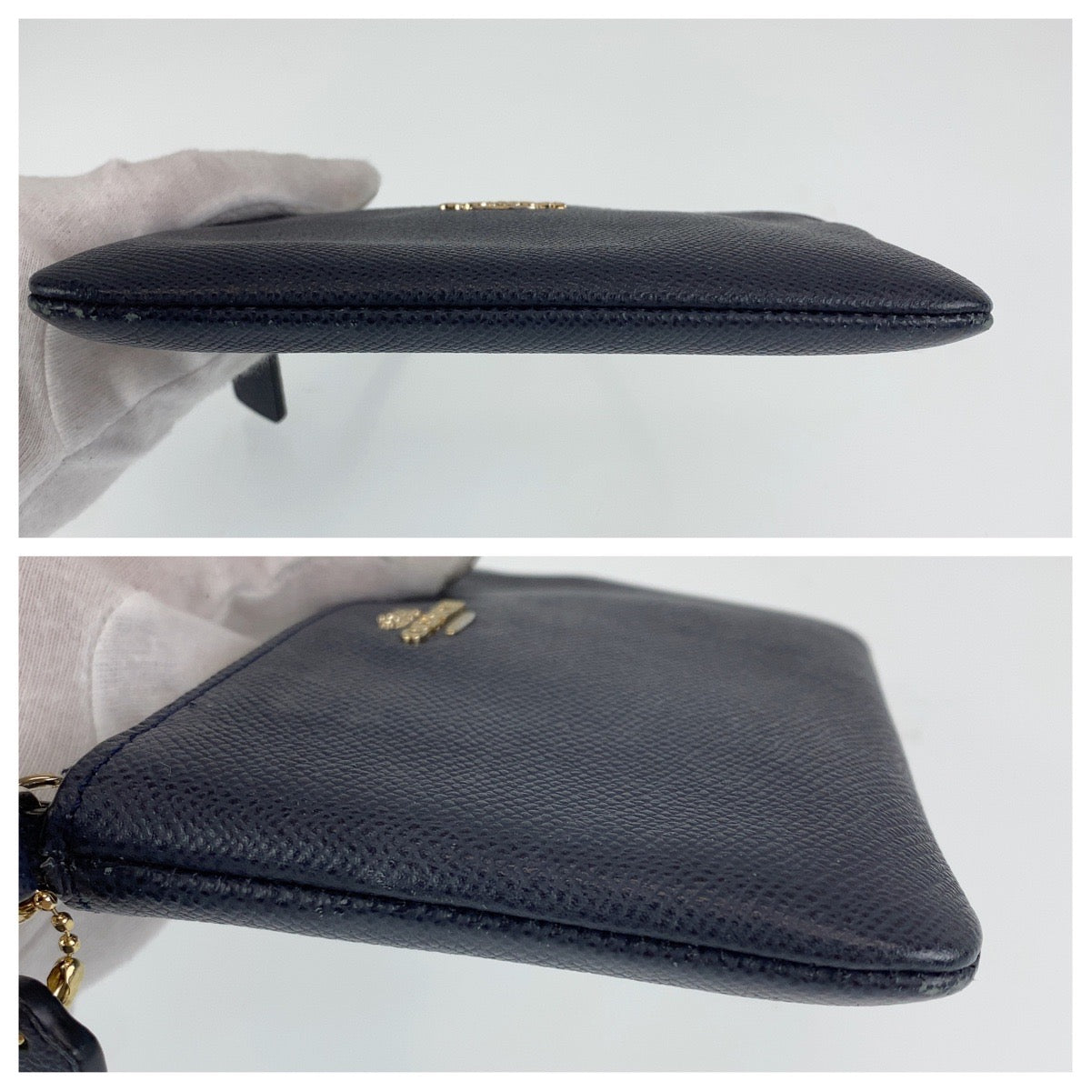 Coach Navy Gold PVC Pouch 400394 in Very Good Condition