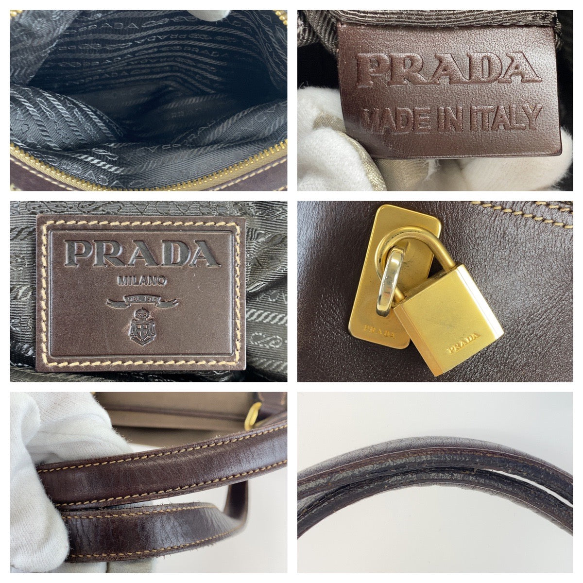 Prada Logo Jacquard Canvas Leather Tote Bag