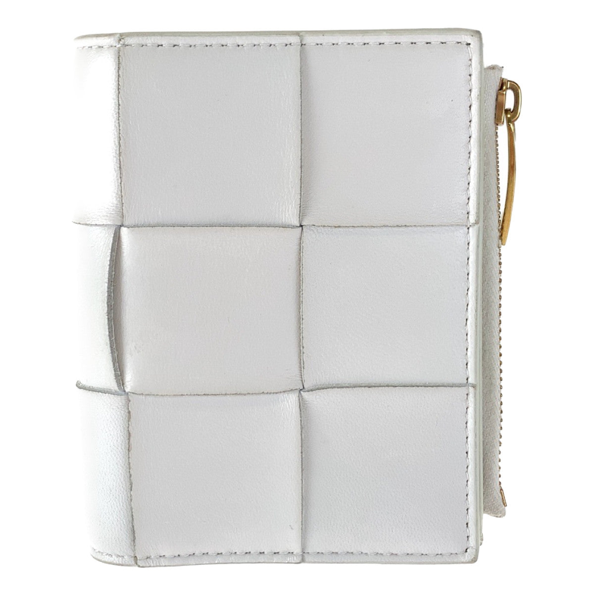 Bottega Veneta White Leather Compact Wallet in Very Good Condition