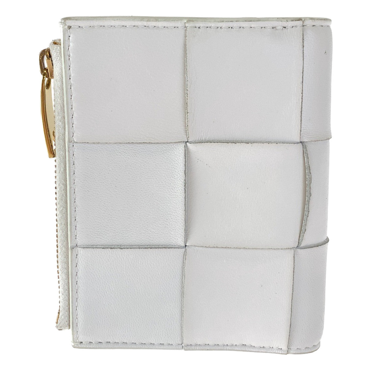 Bottega Veneta White Leather Compact Wallet in Very Good Condition