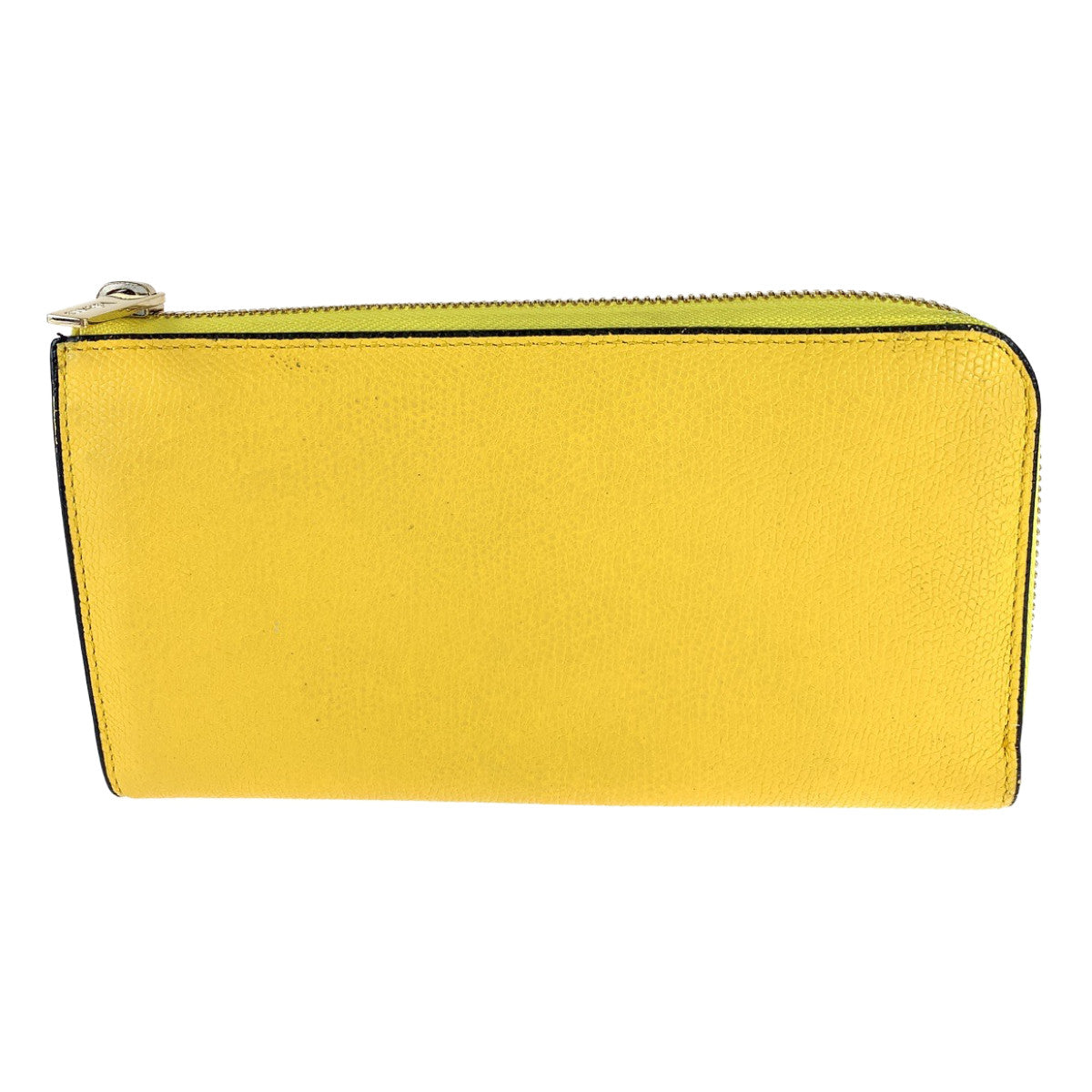 Valextra Yellow Leather Long Wallet Gold Hardware in Very Good Condition