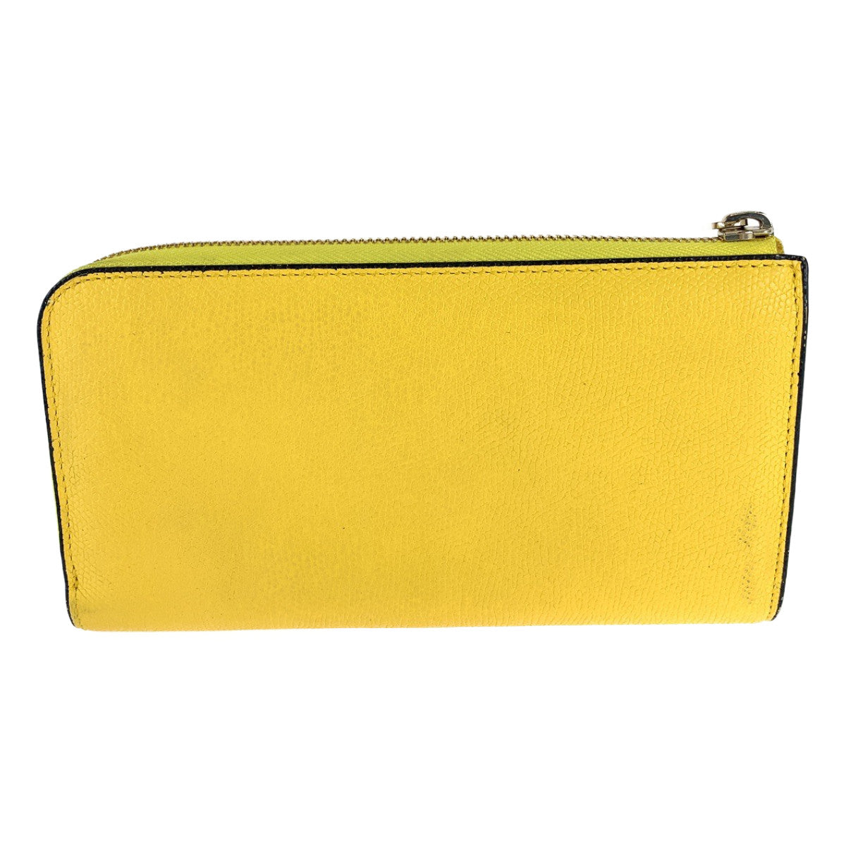 Valextra Yellow Leather Long Wallet Gold Hardware in Very Good Condition