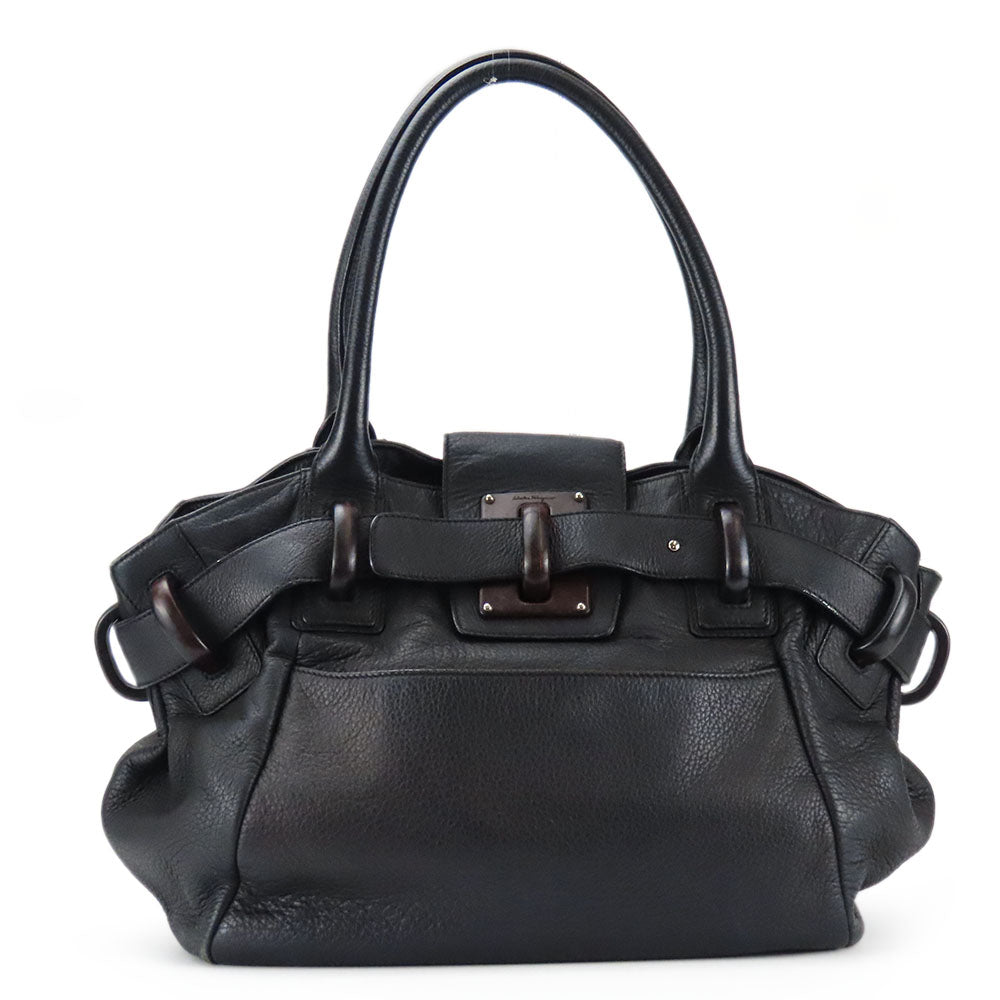 Salvatore Ferragamo Leather Wood Tote Bag