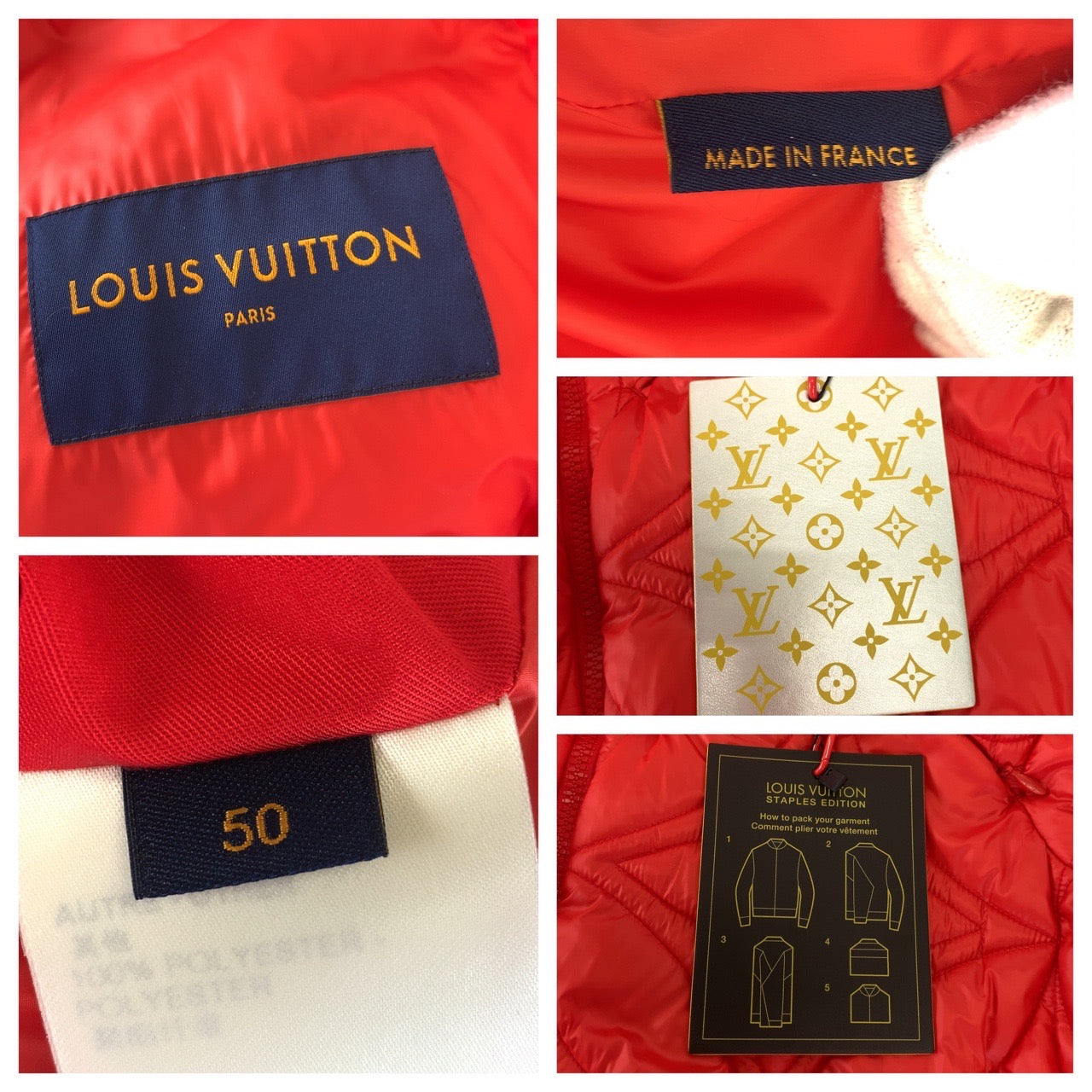 Louis Vuitton Monogram Quilted Jacket Red Polyester