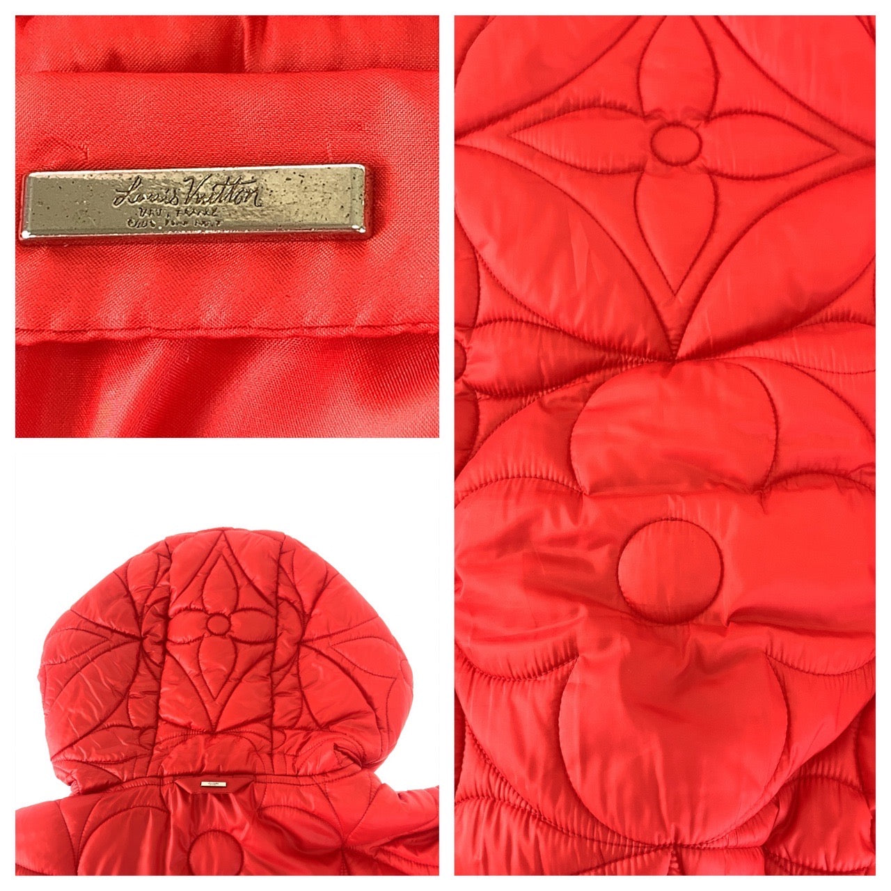 Louis Vuitton Monogram Quilted Jacket Red Polyester