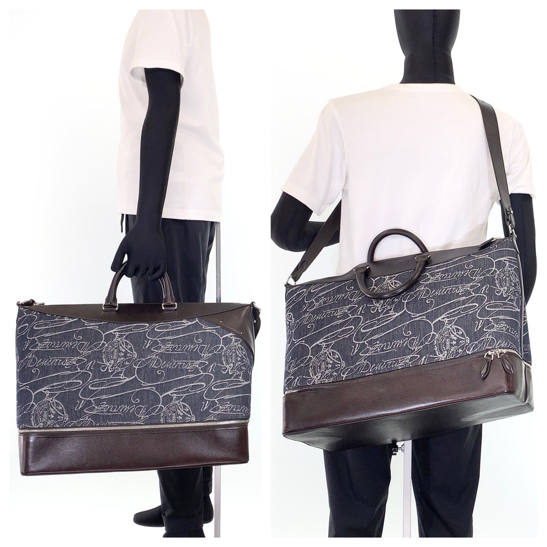 Berluti Leather Denim Boston Bag 2way