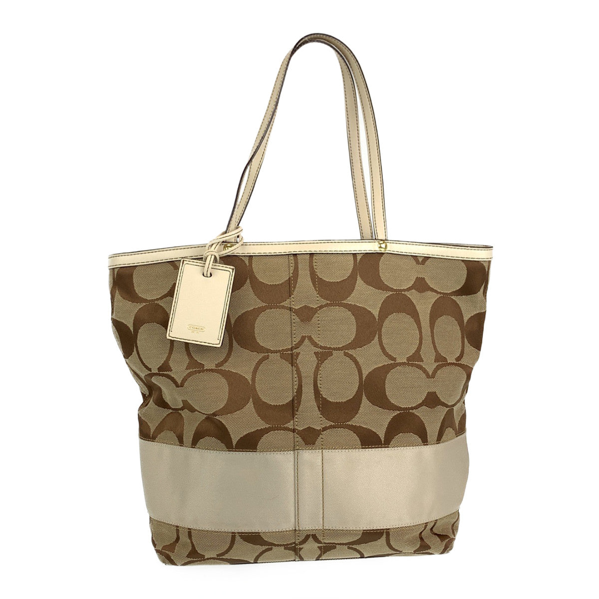 Coach Signature Canvas Leather Tote Bag