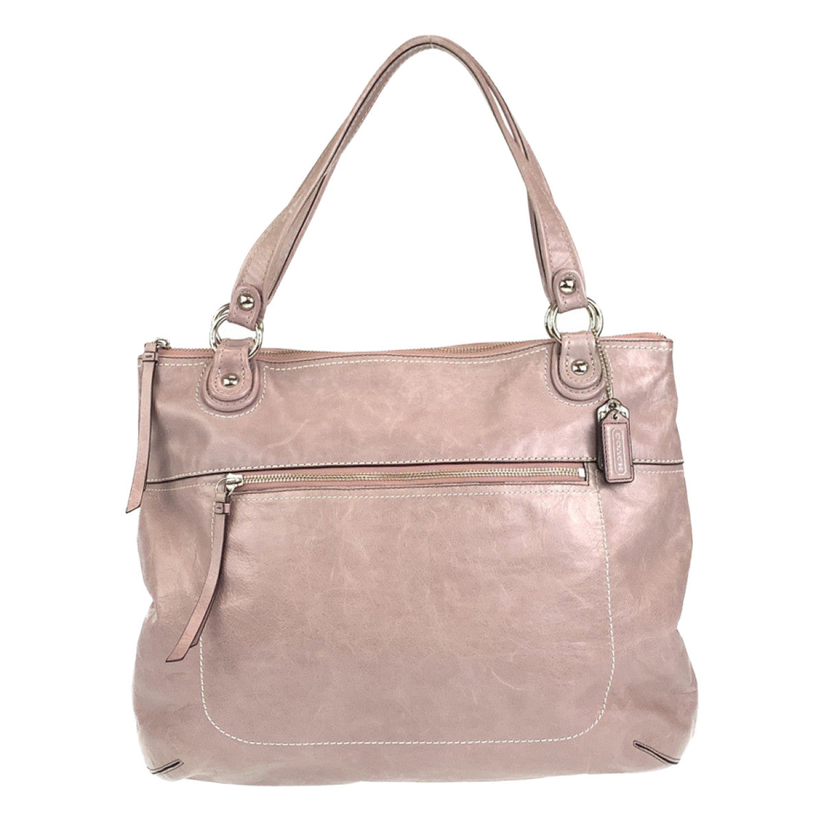 Coach Pink Beige Leather Shoulder Bag 401850 in Very Good Condition