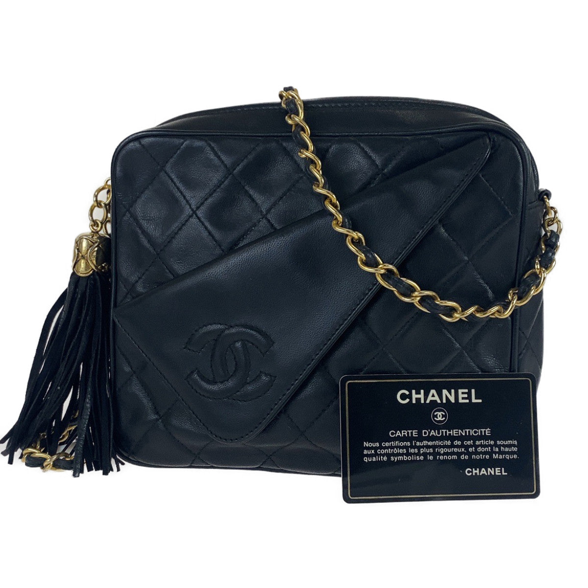 Chanel Lambskin Matelasse Coco Mark Fringe Crossbody Bag in Very Good Condition