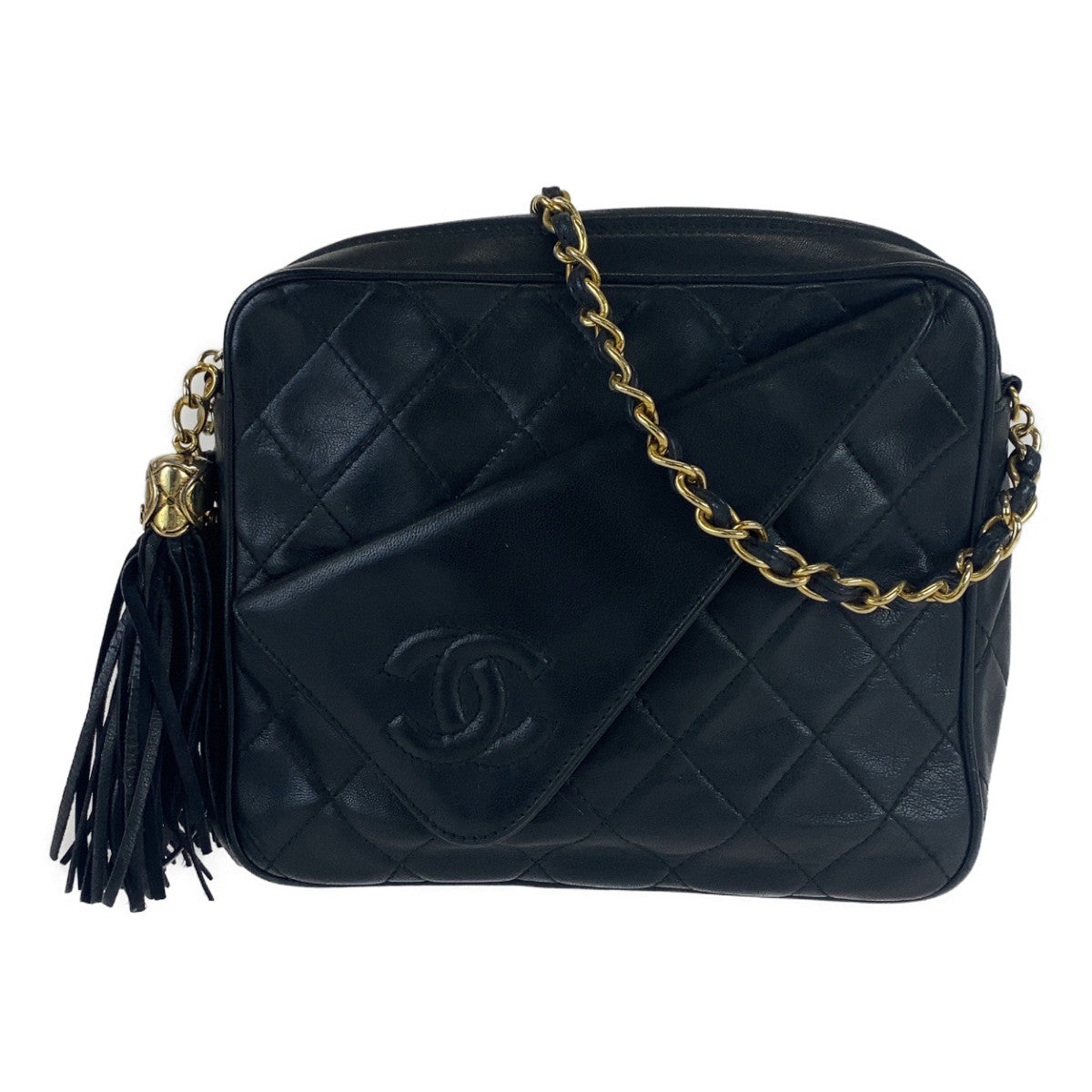 Chanel Lambskin Matelasse Coco Mark Fringe Crossbody Bag in Very Good Condition