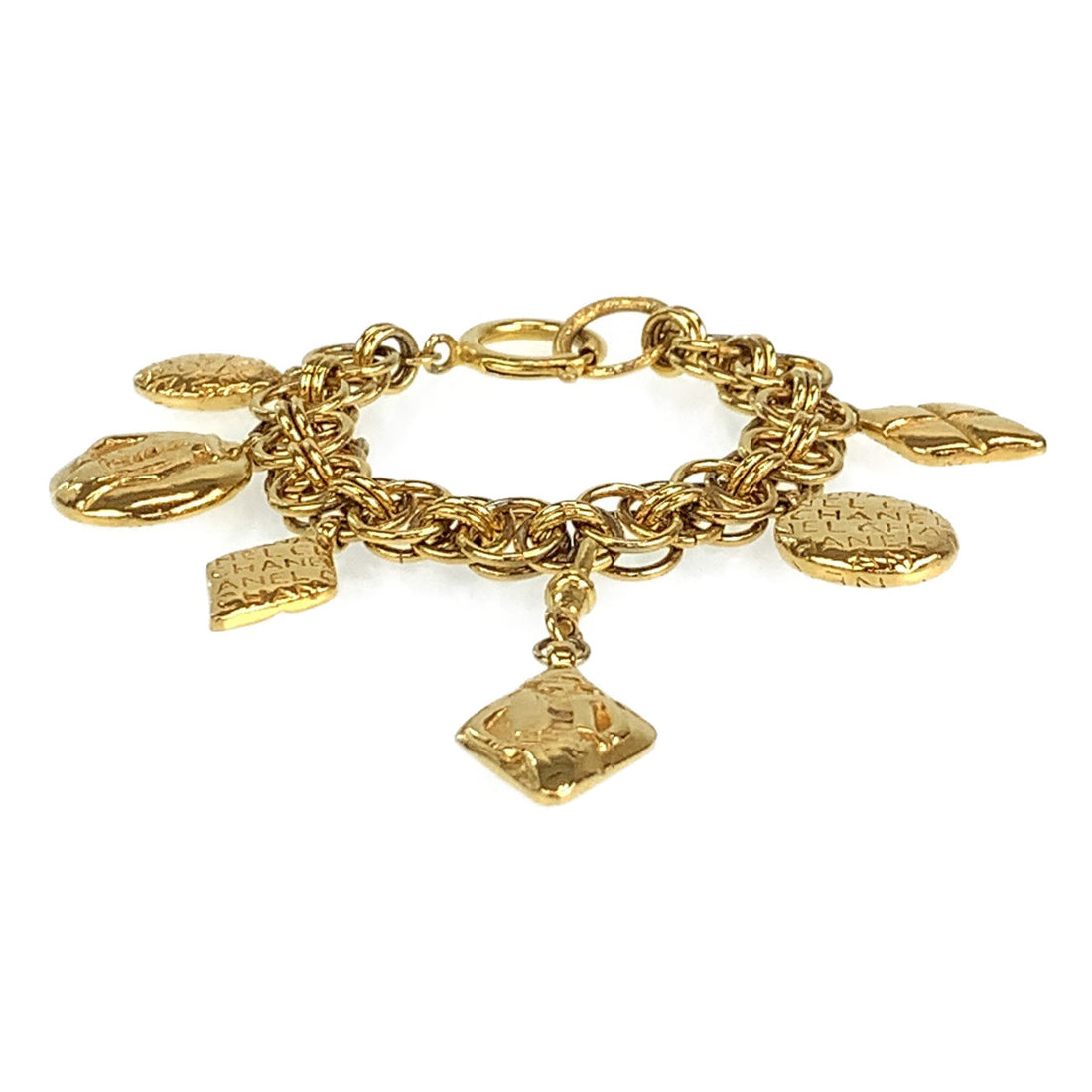 Chanel Vintage Mademoiselle Logo Charm Bracelet