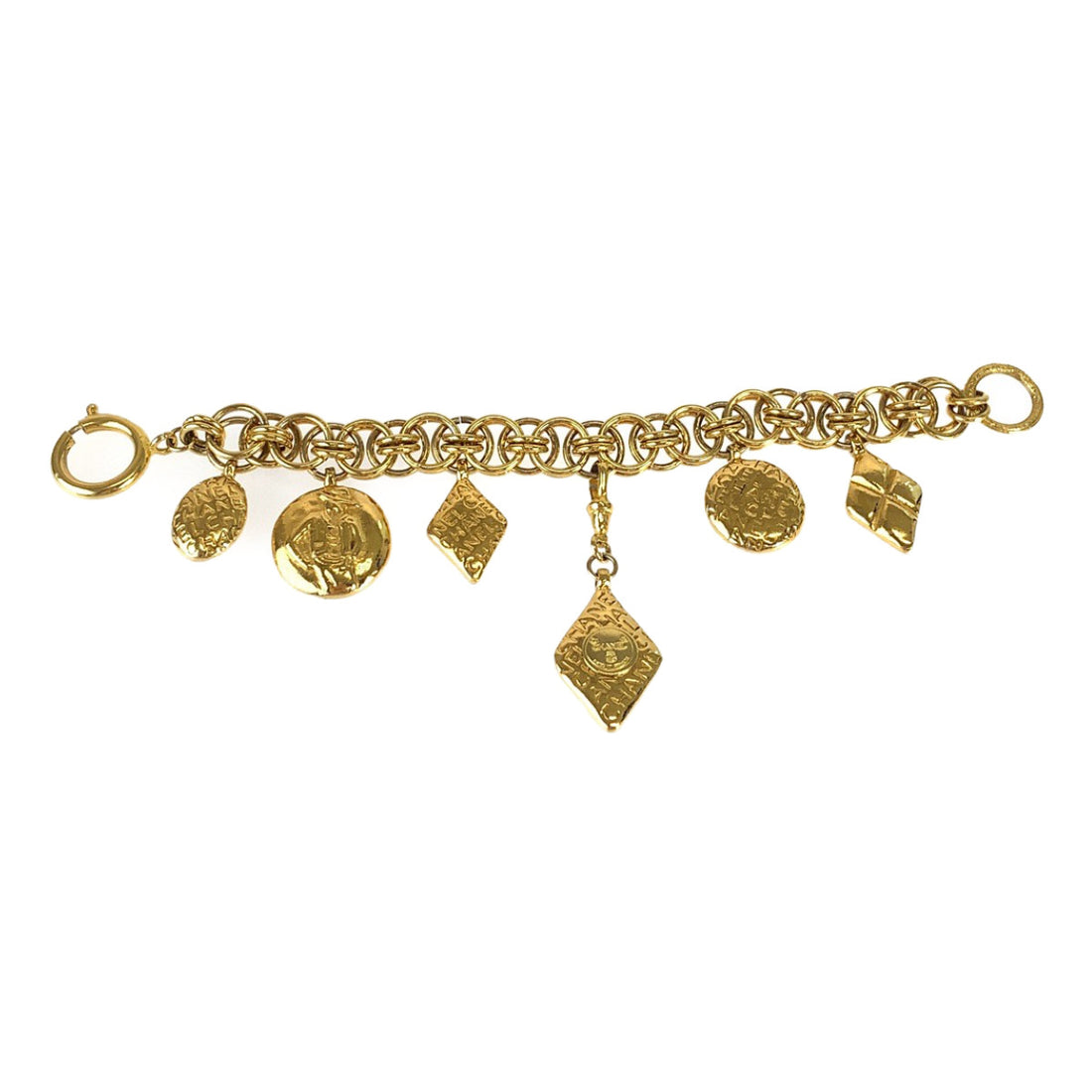 Chanel Vintage Mademoiselle Logo Charm Bracelet