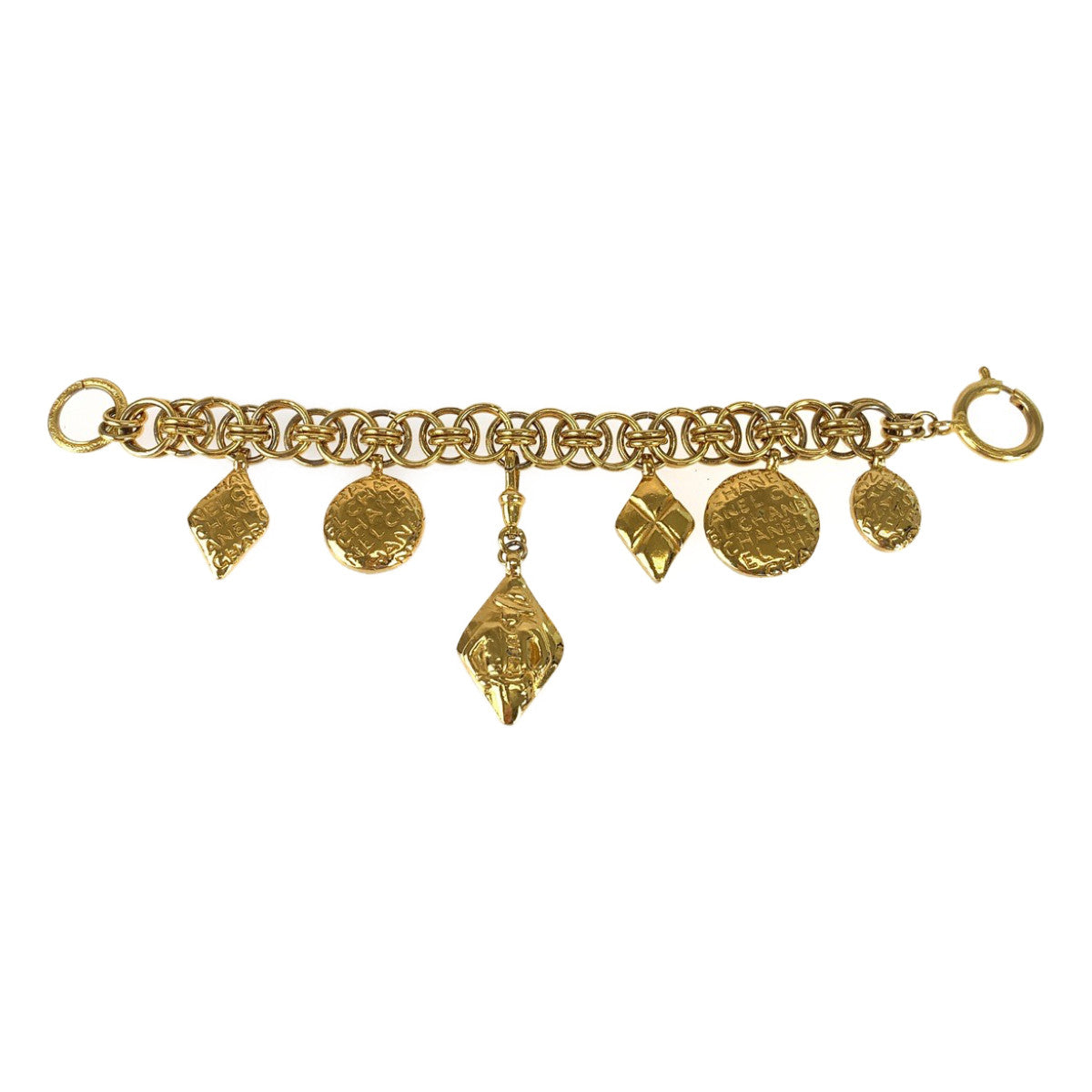 Chanel Vintage Logo Charm Gold Bracelet