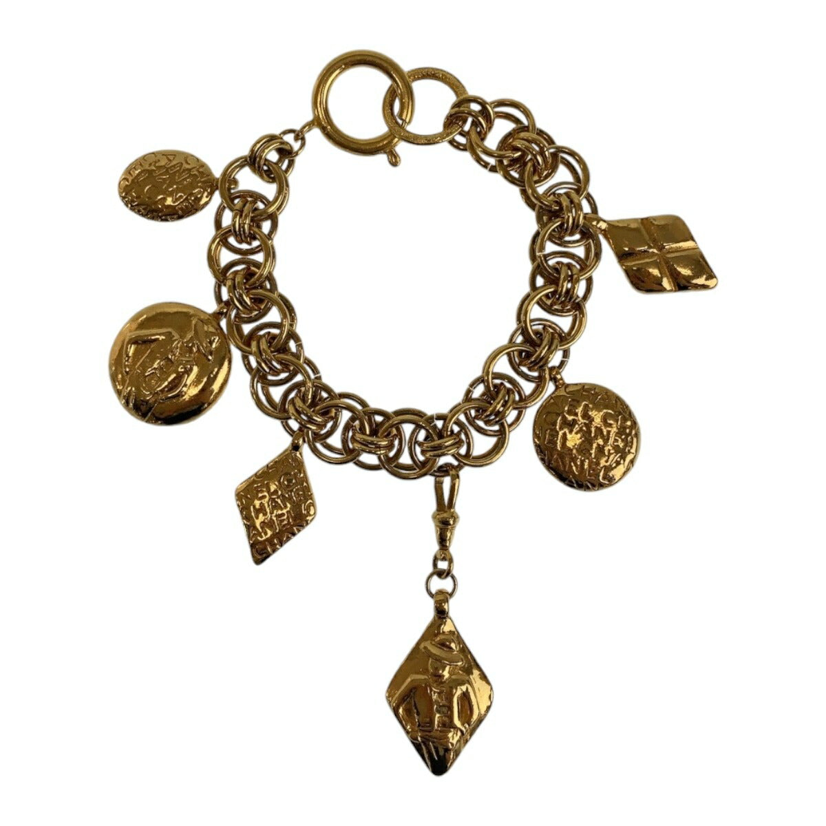 Chanel Vintage Logo Charm Gold Bracelet