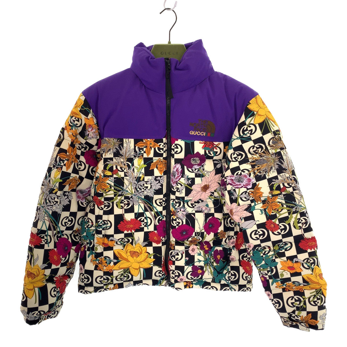 Gucci The North Face S Purple Multicolor Polyester/Cotton Down Jacket in Pristine Condition