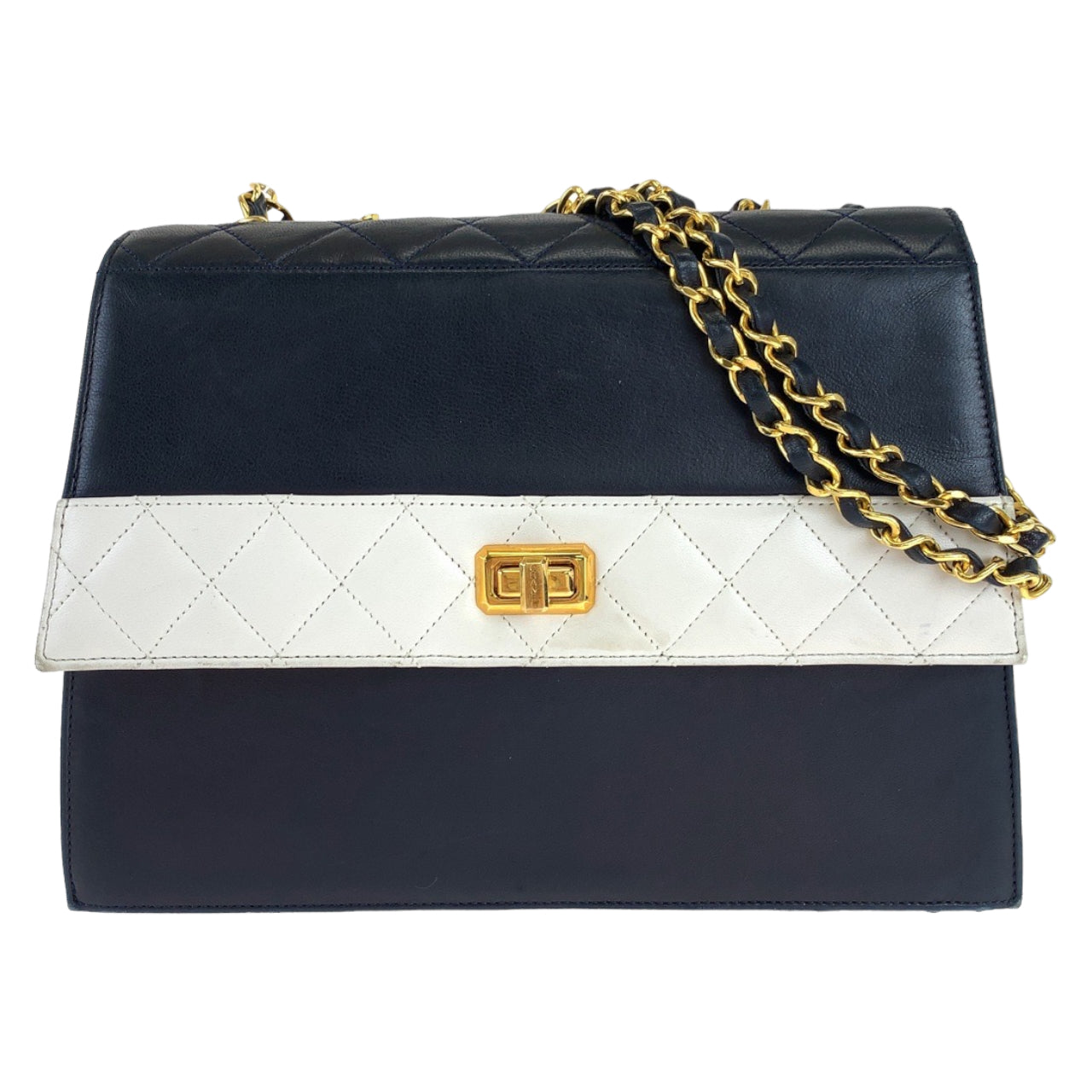 Chanel Lambskin Trapezoid Turn Lock Shoulder Bag