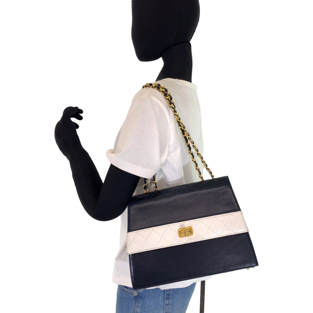 Chanel Lambskin Trapezoid Turn Lock Shoulder Bag