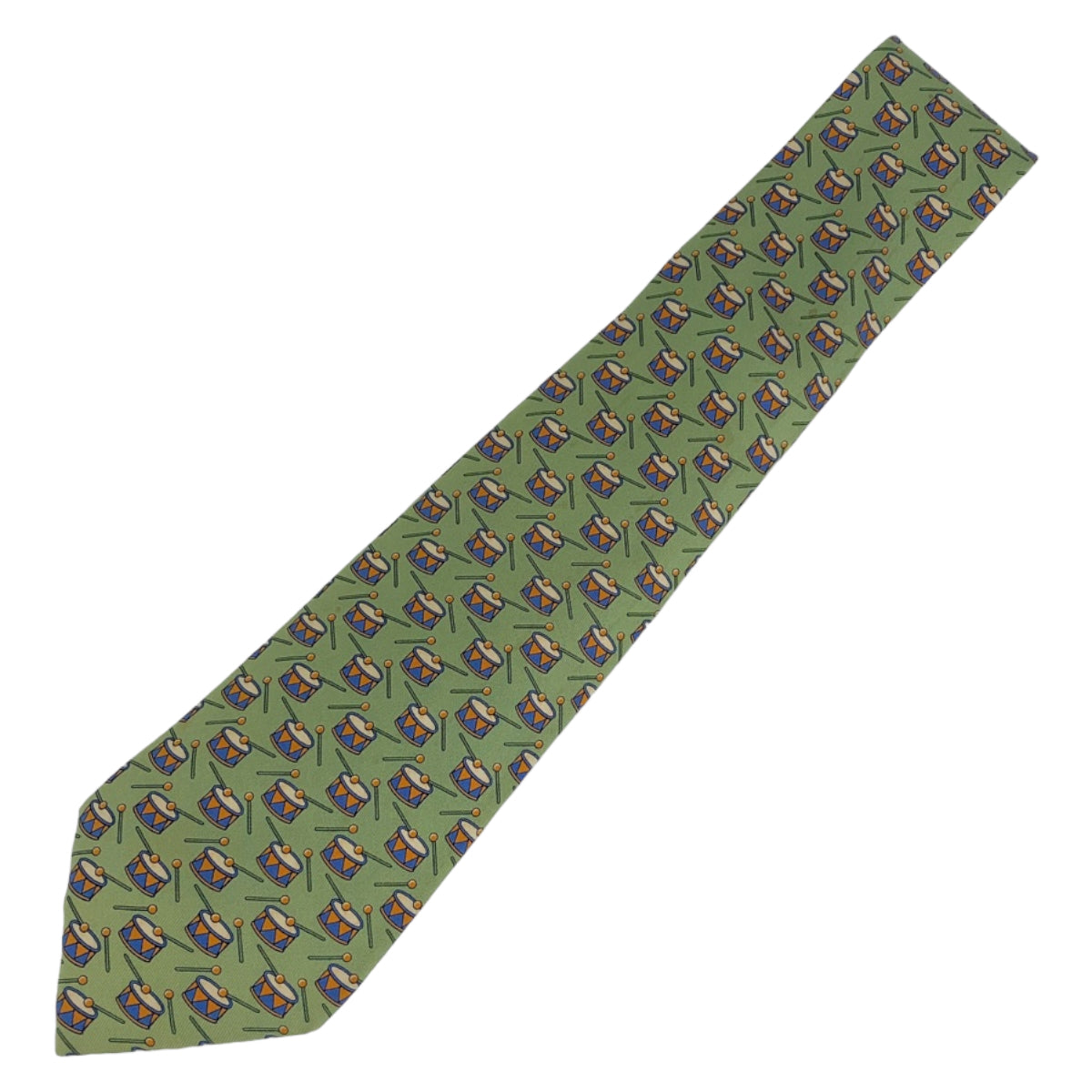 Hermes Green Silk Tie for Men in Very Good Condition