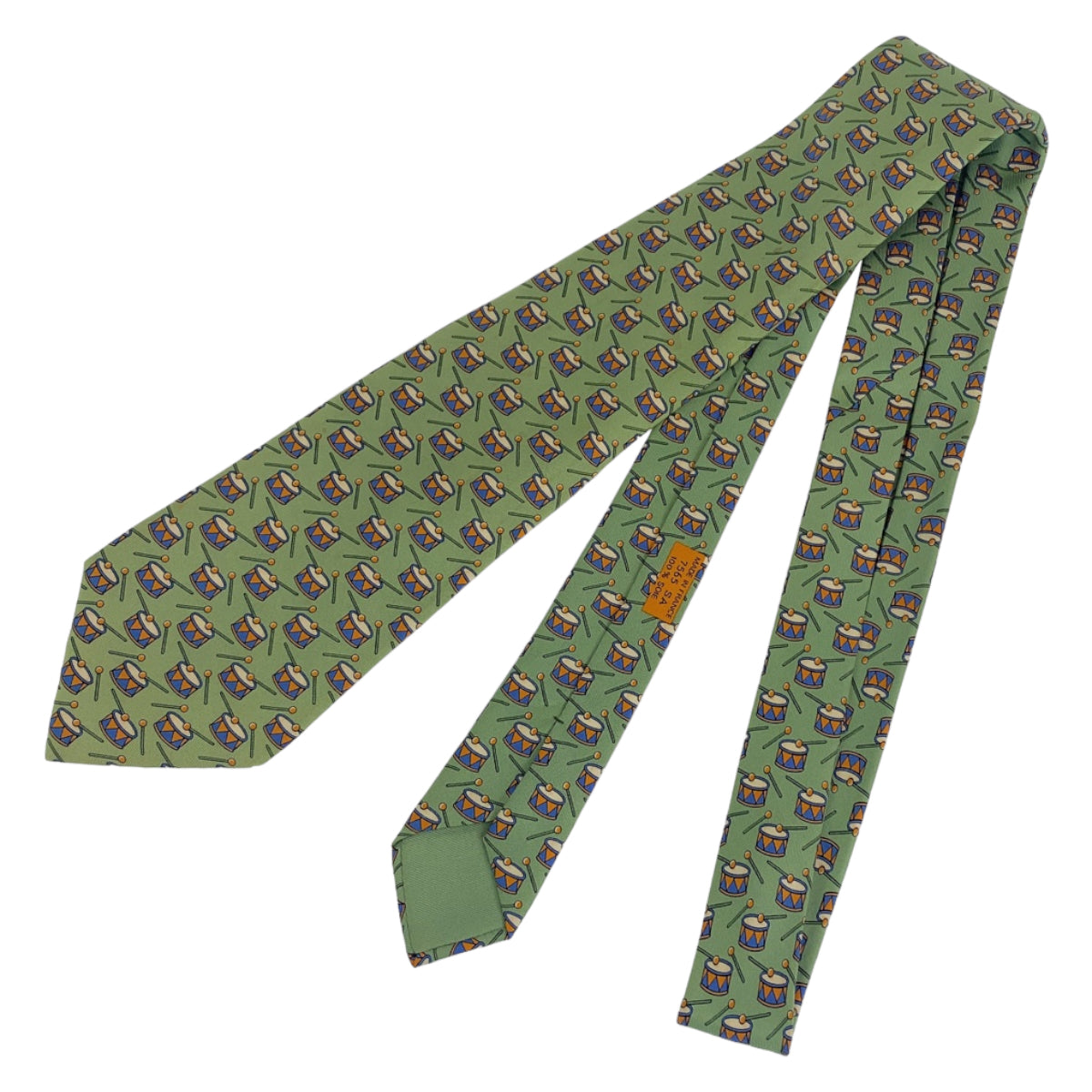 Hermes Green Silk Tie for Men in Very Good Condition