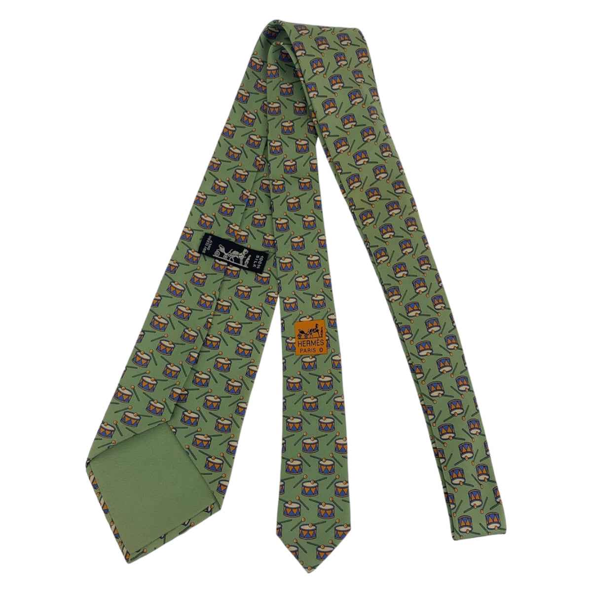 Hermes Green Silk Tie for Men in Very Good Condition