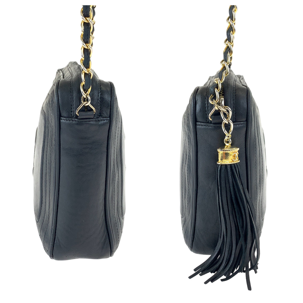 Chanel Lambskin Fringe Tassel Crossbody Bag 402856 in Very Good Condition