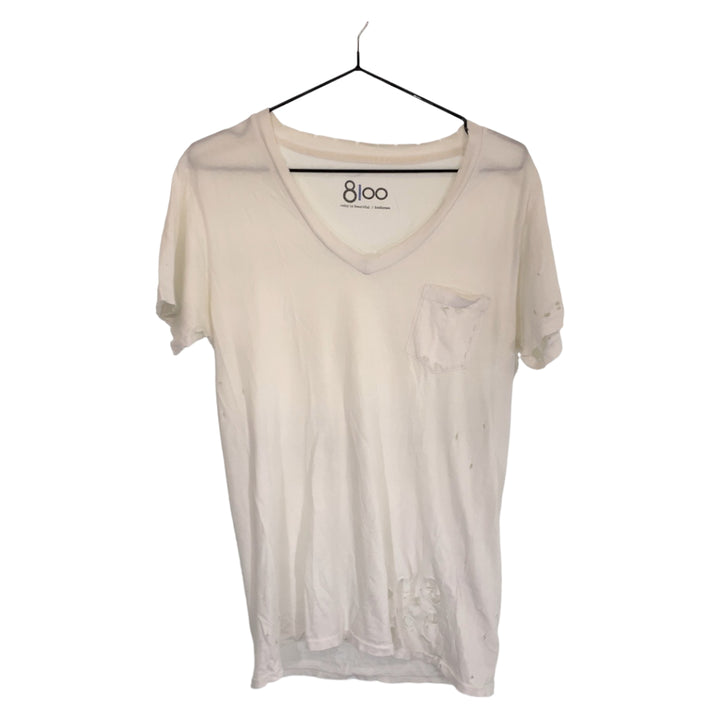 Ron Herman Cotton V-Neck T-Shirt XS White in Very Good Condition