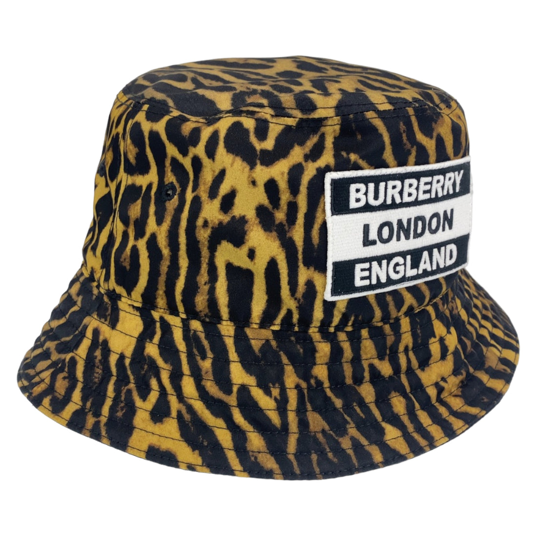 Burberry Leopard Print Brown Black Bucket Hat in Excellent Condition