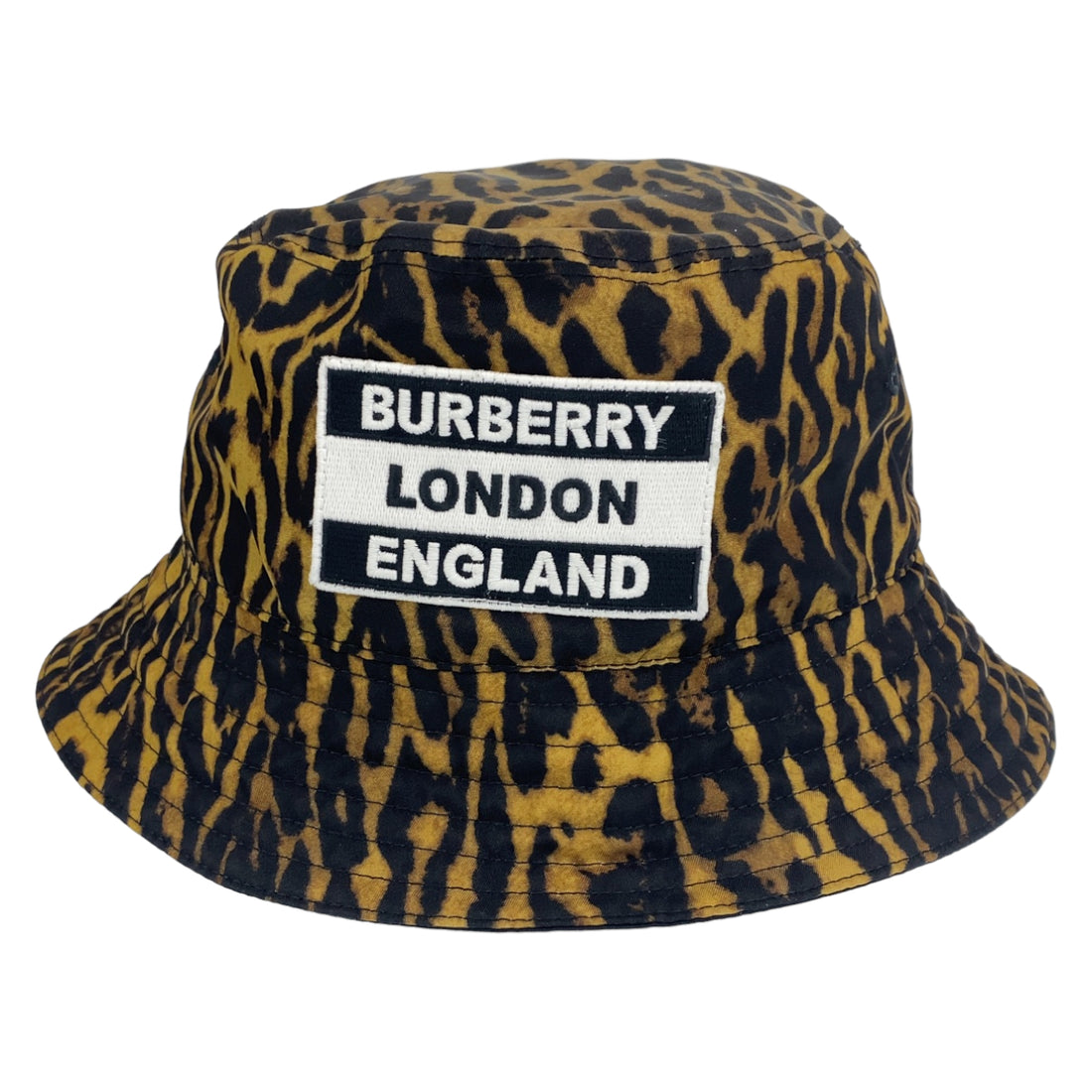 Burberry Leopard Print Brown Black Bucket Hat in Excellent Condition