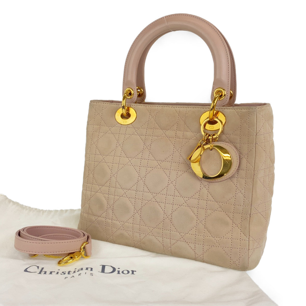 Dior Lady Dior Suede Leather Handbag