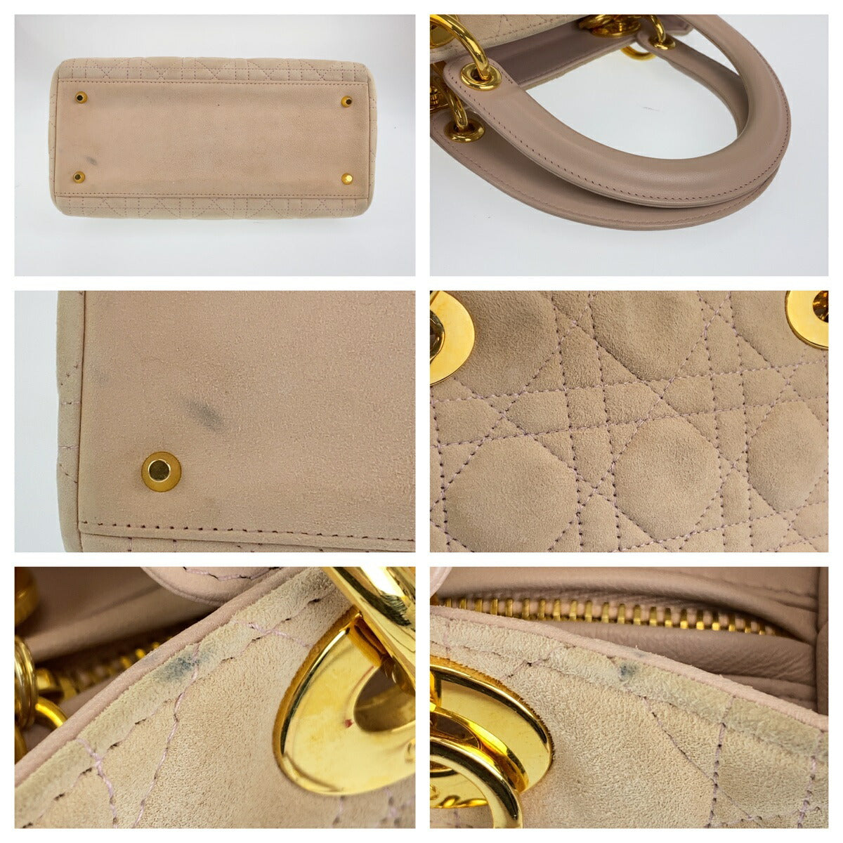 Dior Lady Dior Suede Leather Handbag