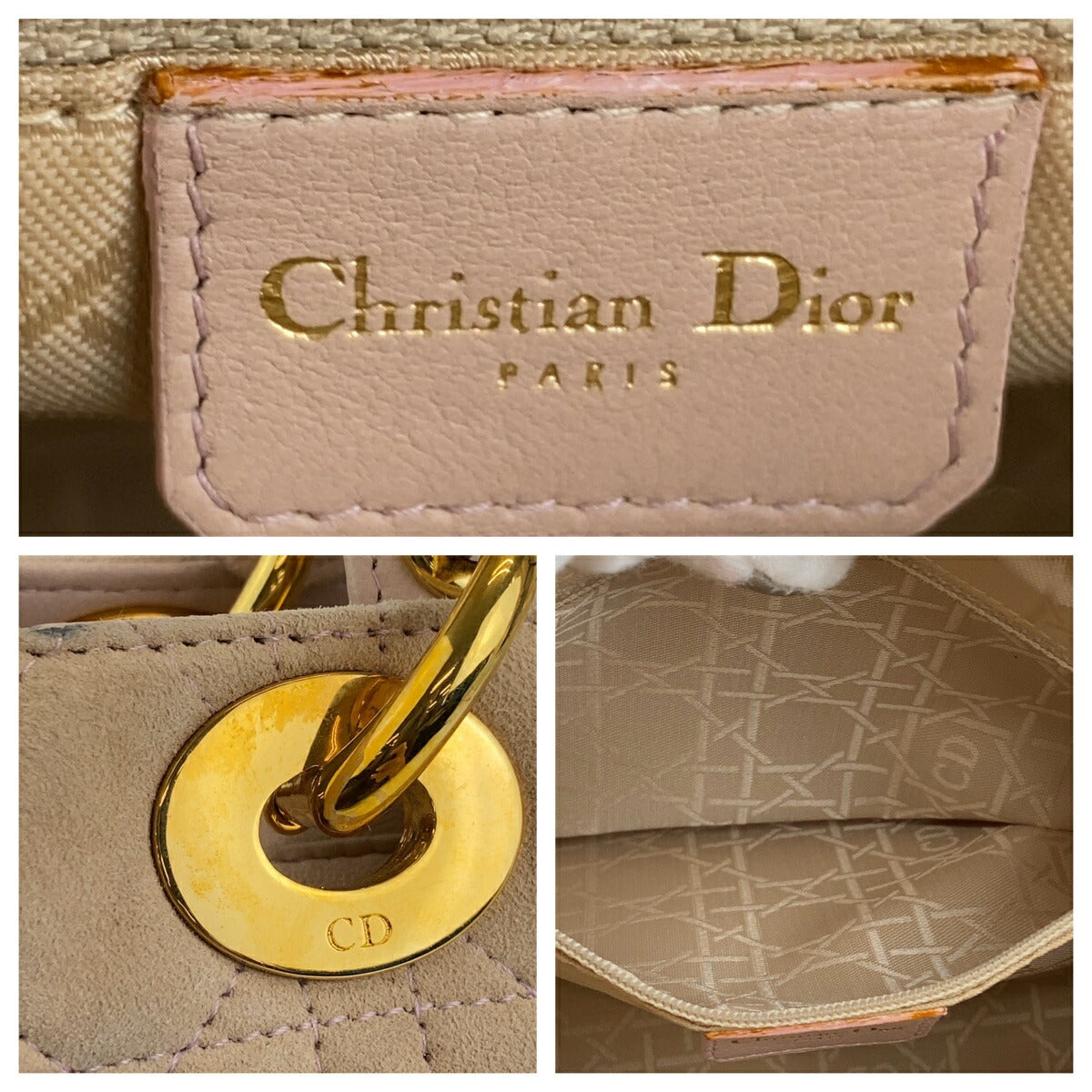 Dior Lady Dior Suede Leather Handbag