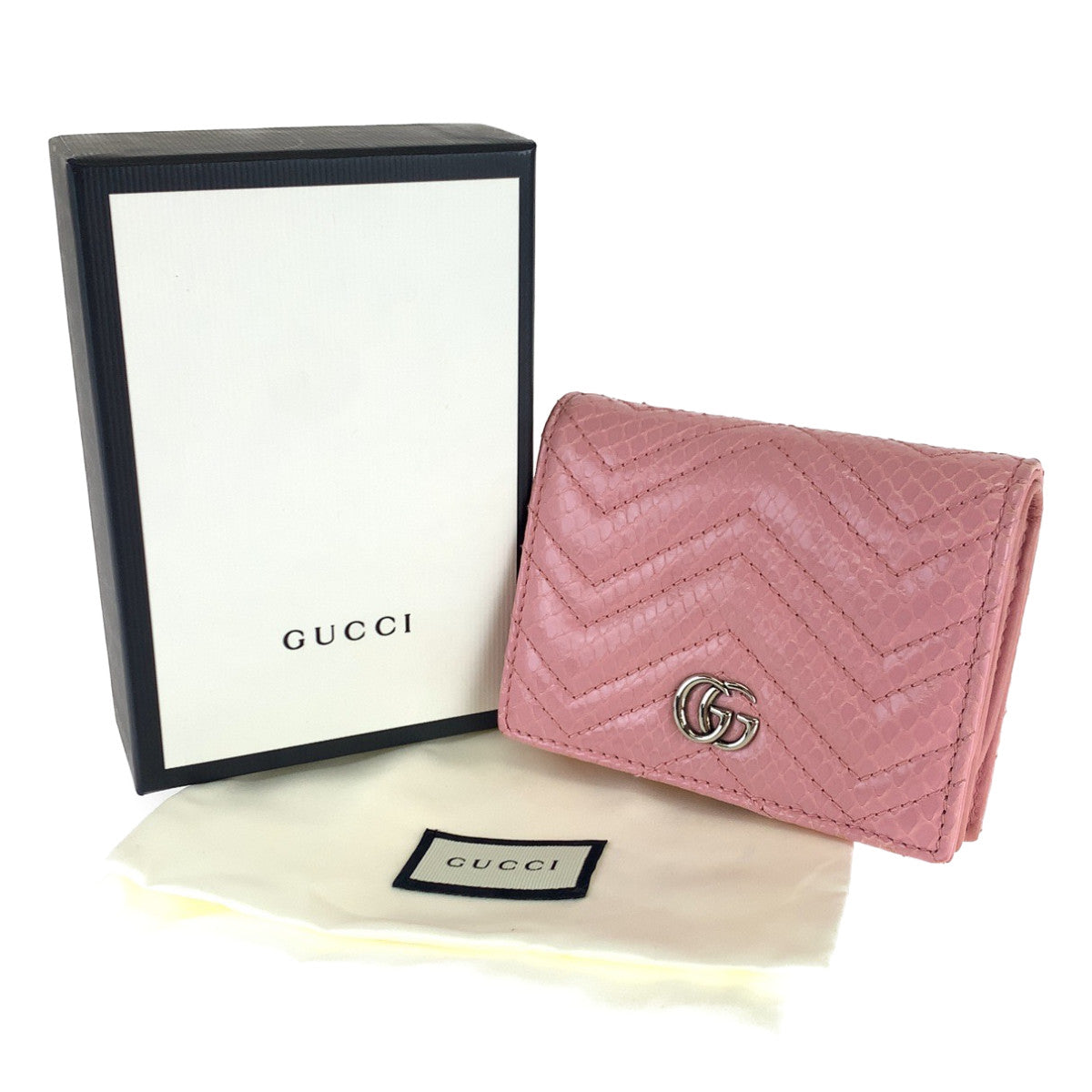 Gucci GG Marmont Python Compact Wallet 466492 in Great Condition