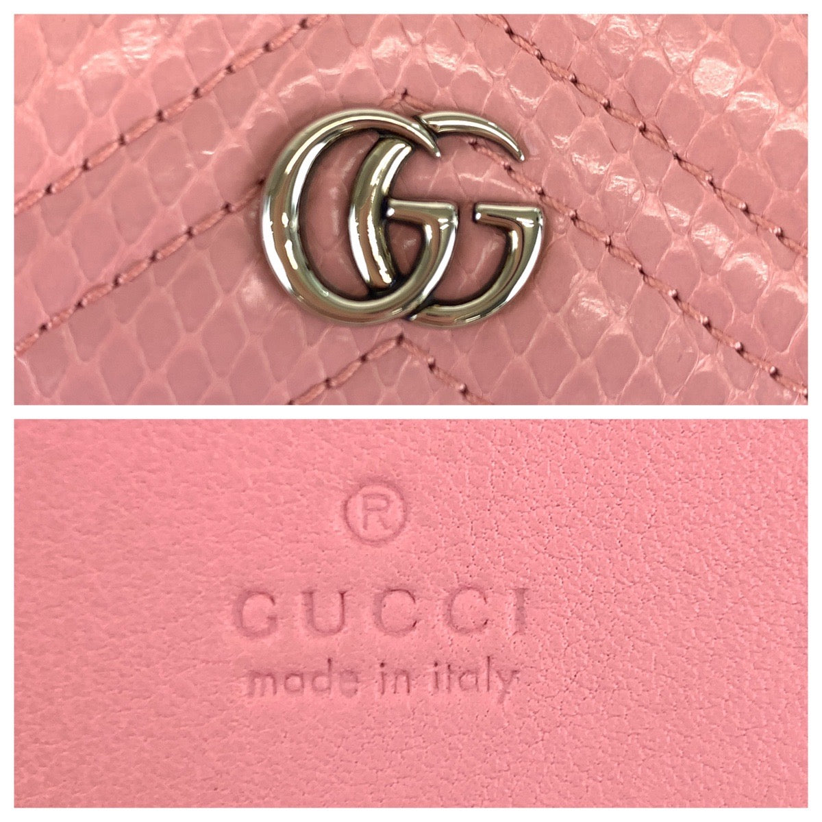 Gucci GG Marmont Python Compact Wallet 466492 in Great Condition