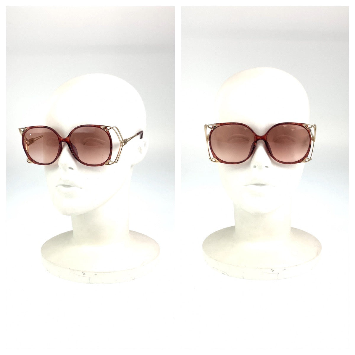 Christian Dior Vintage 1980's Wine Red Plastic/Metal Sunglasses in Very Good Condition