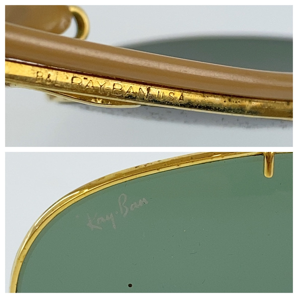 Ray-Ban Vintage B&L Gold Green Metal Sunglasses